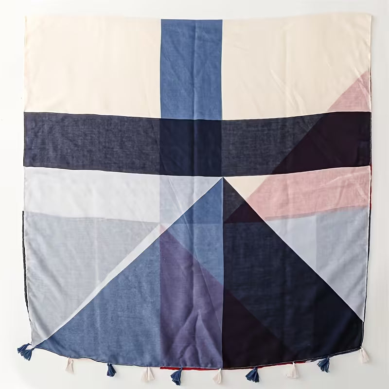 Boho Coastal Multicolor Tassel Scarf