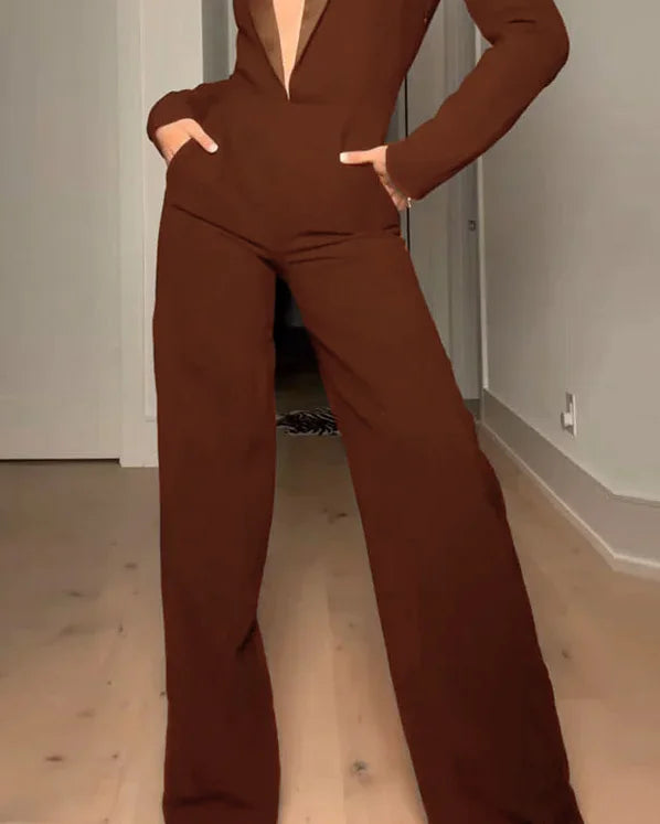 Lauren - V-Neck Long Sleeve Jumpsuit