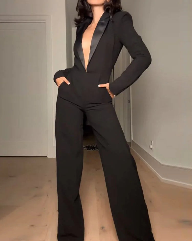 Lauren - V-Neck Long Sleeve Jumpsuit