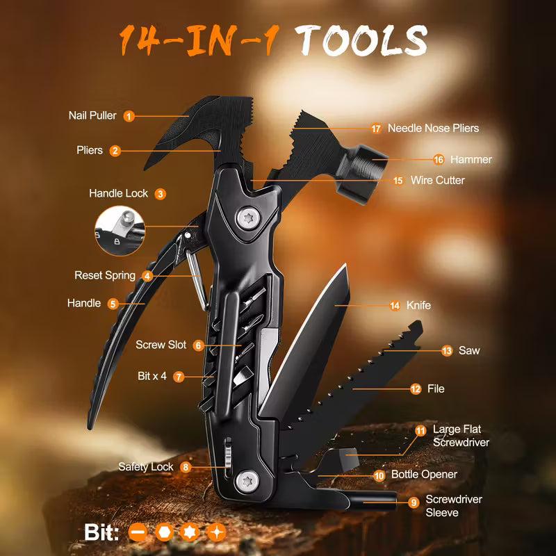 BABACOM 14-in-1 Multitool Hammer - 14 Essential Tools. One Single Device.