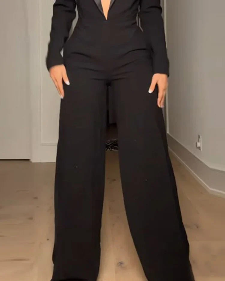 Lauren - V-Neck Long Sleeve Jumpsuit