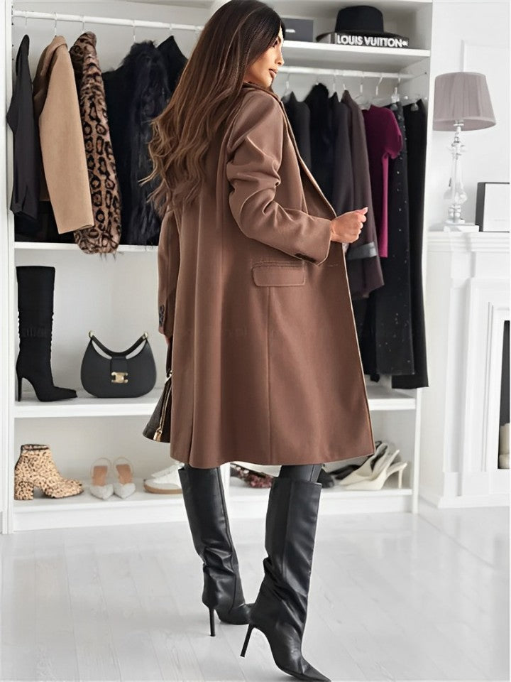 Lydia - Long Woolen Coat with Buttons