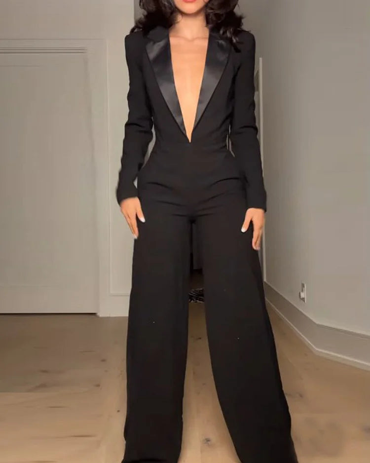 Lauren - V-Neck Long Sleeve Jumpsuit