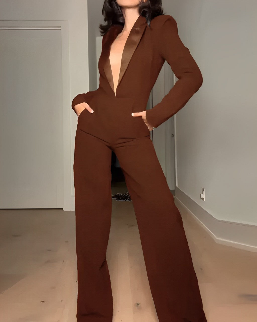 Lauren - V-Neck Long Sleeve Jumpsuit